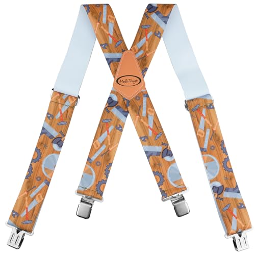 Image of MELOTOUGH Carpenter Men's Suspenders w /Clip for Jeans Heavy Duty suspenders for men Big and Tall Work suspenders