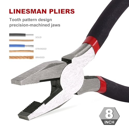 Image of FASTPRO 6-Piece Large Pliers and Wrench Set, Includes 10 inch Groove Joint, 10 inch Slip Joint, 8 inch Linesman, 8 inch Long Nose, 6 inch Diagonal Pliers and 8 inch Adjustable Wrench