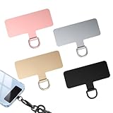 4 Stück Handykette Pads mit Metallring,Handy Patch,Universeller Handytrageband Pads ohne Klebstoff,Handyschnur Zubehör mit Edelstahl Karabiner,Handykette Pads für Die Meisten Smartphones (4 Farben)