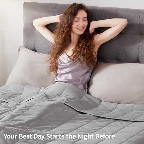 Image of Weighted Blanket Queen /King Size (80 inchx87 inch 25lbs),Ultra Soft and Cozy Cooling Weighted Blanket for Adult,Heavy Blanket with Machine Washable Soft Blanket, Stone Grey