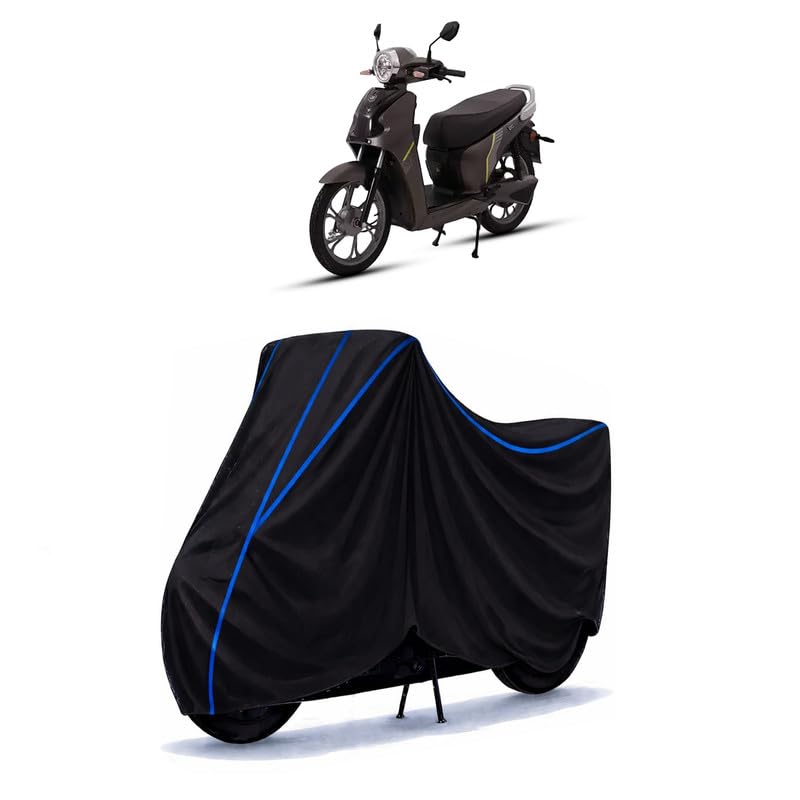 Image of Scooty Cover Water Resistant for Electric | Universal Scooter & Bike Cover | Heavy Duty UV Dust, Rain & Scratch Protection Weather Indoor Outdoor | Black with Blue Piping