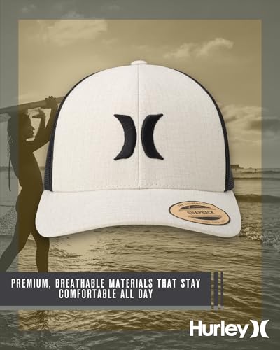 Image of Hurley Mens Cap Del Mar Mesh Panel Trucker Hat with Snap Back | Lightweight Breathable Build Stays Put for Jogging, Skating or Sports, Adds a Great Twist to Everyday Casual Style