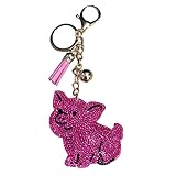 Popfizzy Bling Pink Pig Keychain for Women and Girls, Rhinestone Purse Charm for Handbags, Women's Pig Accessories, Pig Gifts