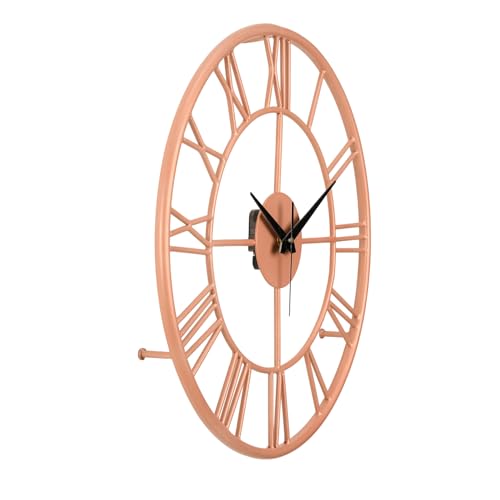 Image of Wakefit Metal Analog Wall Clock Medium | 16 Inch | Laser Cut Abstract Home Decor & Gifting Option | for Living Room Study Bedroom & Office Decor | Lyvora Metal Wall Clock 400 MM Peach