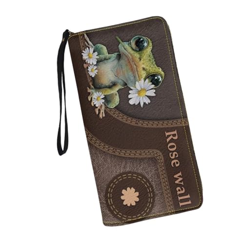 Image of Bulopur Personalized Wallets with Name for Women Frog Wristlet Wallet Rfid Credit Card Wallet PU Leather Cash Zipper Coin Pocket for Female Ladies Teen Girls Girly