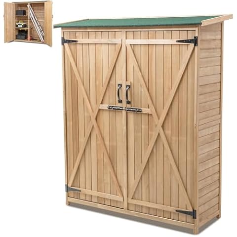 GiantexUK Wooden Garden Shed with Shelves Cover