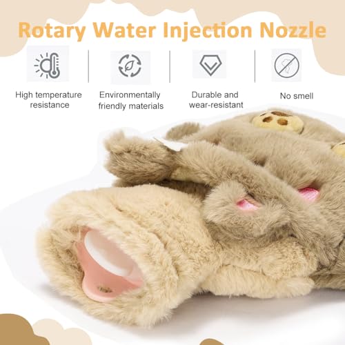 Image of HANNEA Hot Water Bottle Rubber with Soft Cover, Hot Water Bag for Cramps, Pain Relief, Removable Hot Cold Pack Hot Water for Hand Feet Warmer, Neck and Shoulder Pain Relief, Brown