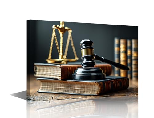 Marteau de justice et livres anciens impression sur toile murale