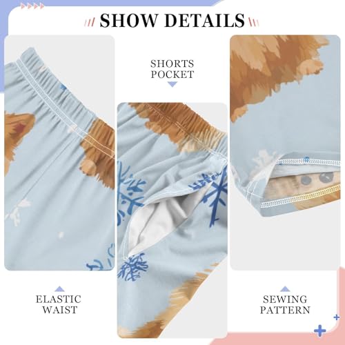 Pomeranian Snowflake Boys Long Pants Soft Trousers Elastic Waist Kids Lounge Bottoms with Pockets S-XL4