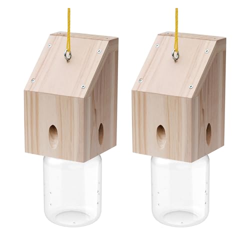 Carpenter Bee Trap for Outside - Shed Style Nature Hanging Wood Trap for Outdoor with Removable Bee...