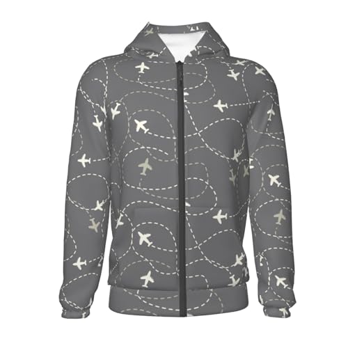 Airplane Routes Around The World Kids Pullover Hoodies Boys Zip Up Sweatshirts Girls Athletic Clothes with Pocket2