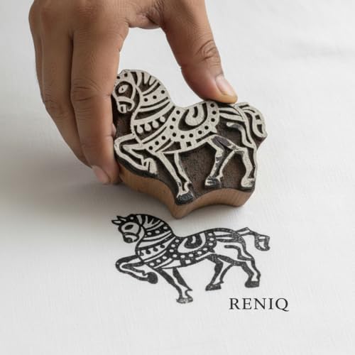 Image of RENIQ Wooden Printing Block for Fabric & DIY Craft | Handcrafted Indian Design Stamp for Textile, Pottery, Mehndi & Home Decor (Multicolor3)