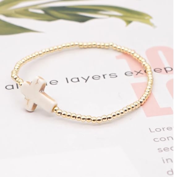 Miniatura 5 de Jucoan 240 cuentas cruzadas, cuentas espaciadoras de cruz blanca y turquesa, cuentas gruesas, mini dijes de cruz religiosa para joyería, collares,