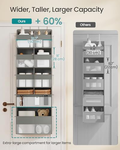 SONGMICS-Over-the-Door-Organizer-5-Tier-Extra-Large-of-9-Compartments-door-storage-Heavy-Duty-Transparent-Dove-Gray-TINA-Collection-URDH009GD01
