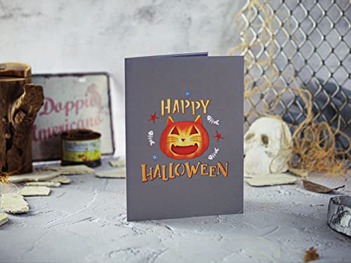Liif Pumpkin Cats 3D Greeting Pop Up Halloween Card, Funny Halloween Card For Cat Lover, Kids, Cute | With Message Note & Envelop | Large Size 8 X 6 Inch #TOP5