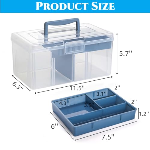 2 Pack Plastic Dividing Storage Box, 2 Layer Multipurpose Craft Organizer and Storage Box with Removable Tray Handle, Portable Art Supply Container for Bead, Tool, Sewing - Image 3