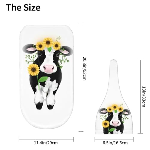 Image of Ornate Cow in Sunflowers Newborn Swaddle Blanket with Beanie Set Soft Baby Sleep Sack Stretch Adjustable Swaddle Wraps Receiving Blankets