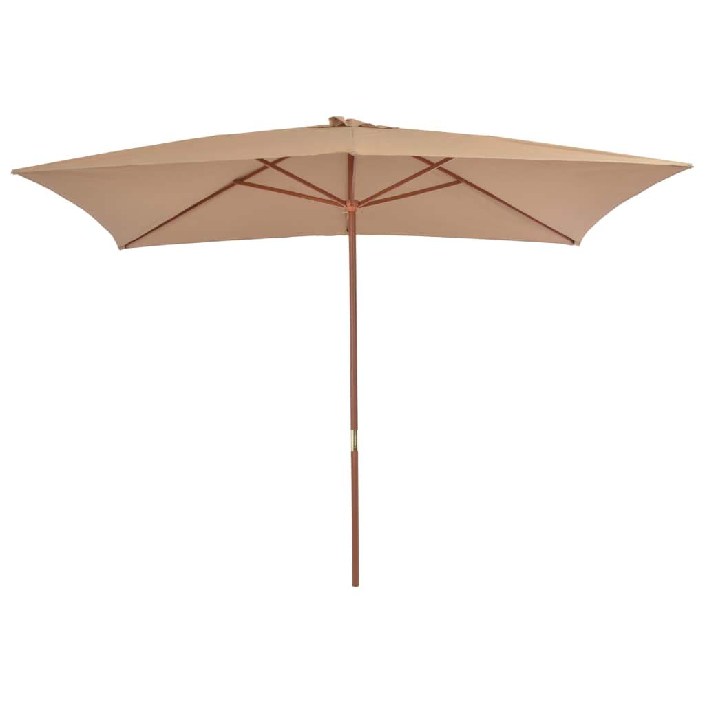 Homgoday Sombrilla de jardín con Palo de Madera Gris Taupe 200x300 cm Sombrilla de Jardín,Protección UV Sombrilla Jardín Grande Orientable Jardín Parasol Balcón