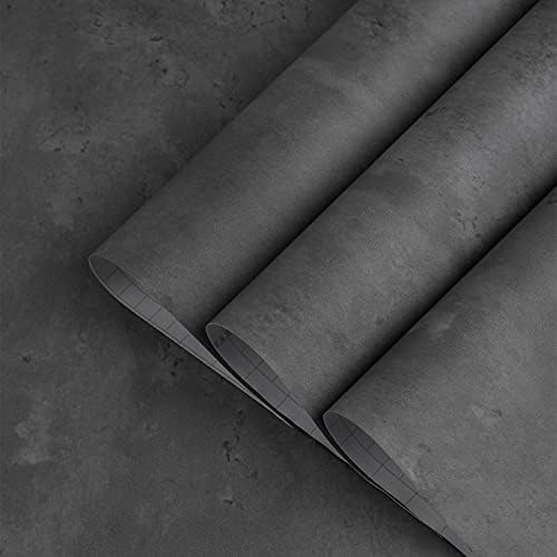 TOTIO Dark Grey Concrete Texture Self Adhesive Wallpaper Peel Stick 3D Cement Look Countertop Contact Paper Gray Vinyl Wrap Roll Matte Thicken 118x16inch Waterproof Furniture Sticker DIY Wall Sticker