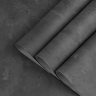 TOTIO Dark Grey Concrete Texture Self Adhesive Wallpaper Peel Stick 3D Cement Look Countertop Contact Paper Gray Vinyl Wrap Roll Matte Thicken 118x16inch Waterproof Furniture Sticker DIY Wall Sticker
