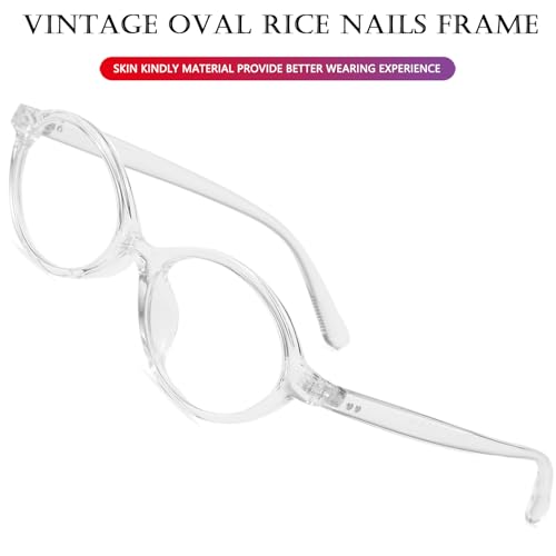 Image of AIEYEZO Small Oval Blue Light Glasses for Women Fashion Retro TR90 Oval Frames Computer Screen Glasses (Clear)