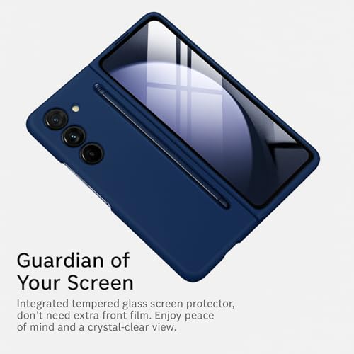 Image of TechTrendz Ultra Slim Premium Case for Samsung Galaxy Z Fold 7 with Built in Compact S Pen Holder and Storage Slot (Fold 7 - Dark Blue)
