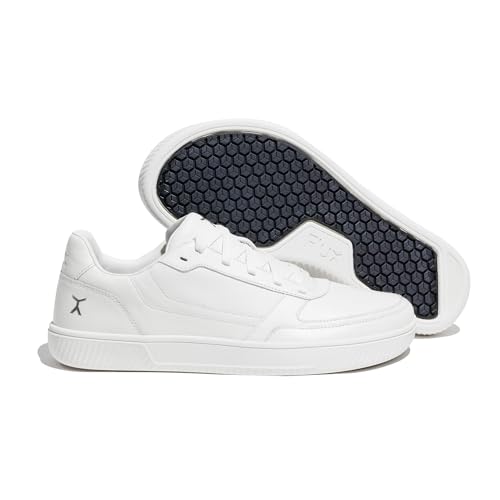 FLUX FOOTWEAR Adapt Leather Trainer – Full Grain Leather Sneakers with Zero Drop, Wide Toe Box & Flexible Traction for Walking, Casual Wear, Urban Lifestyle