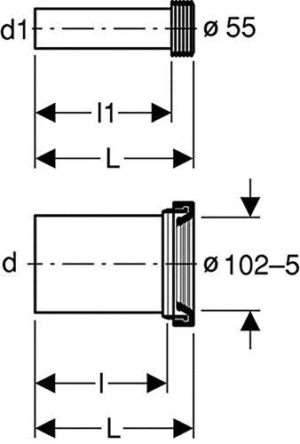 Geberit 152441461 Juego de conector Longitud de PE sin manguito 145 mm de diámetro 90 mm, L 300 mm