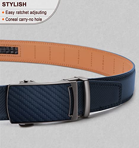 Image of KEMISANT Belt Men, Sliding Ratchet Belt Genuine Leather For Gift Mens Dress Pants Oxfords,Size Adjustable