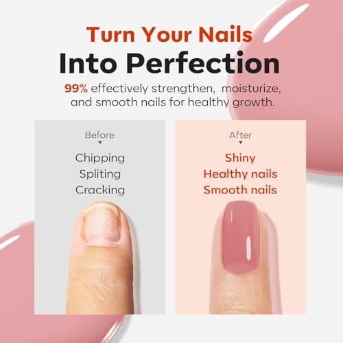 modelones Nail Strengthener and Growth Blushed Berry Nail Polish Quick Dry Nail Repair for Damaged Nails Strengthening Polish 15ml Natural Concealer Foundation Nail Care Gifts for Women - Image 4