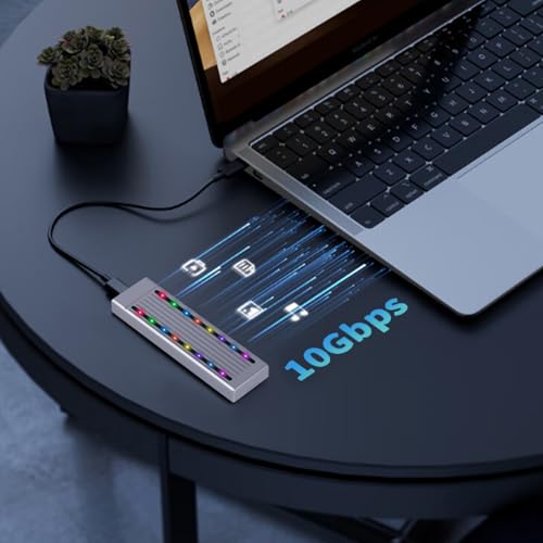 Caja externa SSD Type C 10Gbps USB3.1 con iluminación RGB miniatura 6