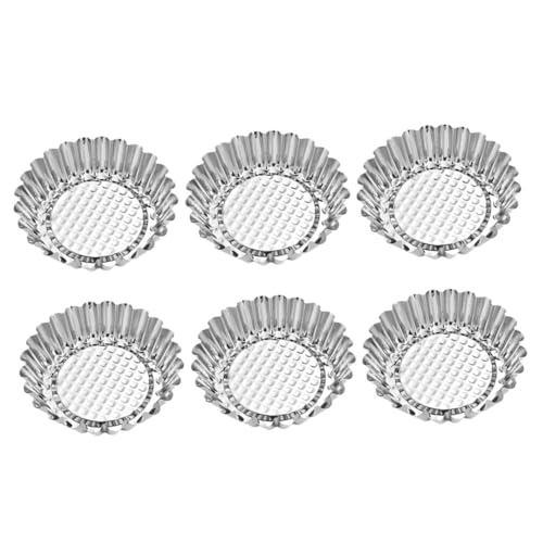 HIAKDOFT 6個 ステンレス鋼製花形エッグタルト型 耐熱再利用可能タルトカップ ベーキングモールド キッシュやカップケーキにも対応