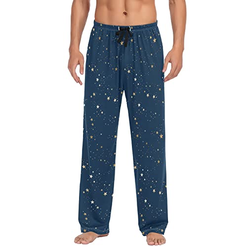 Gold Constellation Star Blue Men's Pajama Pants Sleepwear Lounge Pajama Bottoms