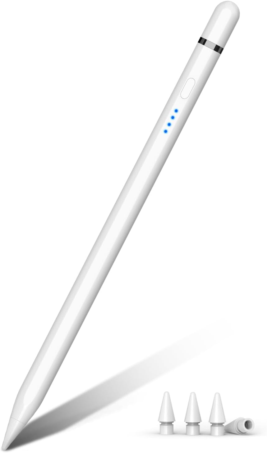 Pencil 1st Generation for iPad. HATOKU Pencil for iPad with USB-C Fast Charge, Palm Rejection and Tilt, Pencil for iPad Compatible with iPad 6/7/8/9/10, Air 3/4/5, Mini 5/6, Pro 11"/12.9"(White)