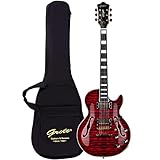 Grote LPF-001 Semi-Hollow Body Electric Guitar Coils Splitting with Gigbag(Red)