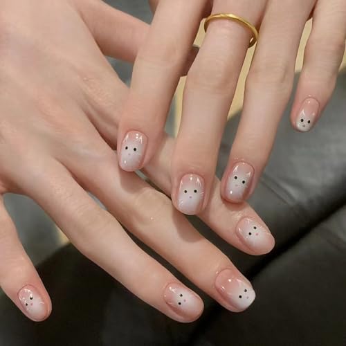 Fuyunohi ネイルチップ 付け爪 ネイルチップ ショート ピンク 猫 24枚セット 両面テープ付き つけ爪 ネイルチップ シール 強力 ネイルアイテム 簡単に貼る 耐久 可愛い 元気 おしゃれ レディース ビューティー ファクション 小物 成人式 入