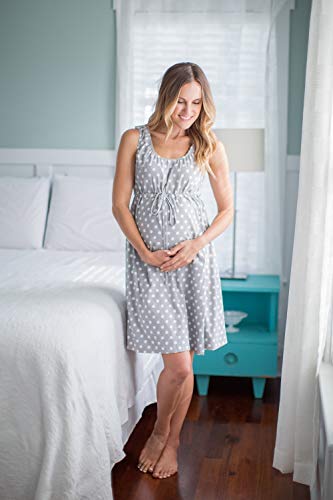 3 in 1 Labor / Delivery / Nursing Gown Baby Be Mine Maternity (S/M, Gray Polka Dot) - Thumbnail 4