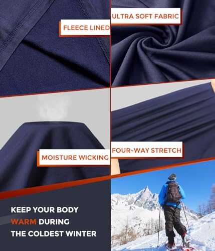 Image of Mens Thermal Underwear Long Johns Set Cold Weather Hunting Base Layer | Fleece lined top & bottom. Moisture wicking, 4-way stretch. Ultimate warm winter gear for skiing, work & outdoor sports