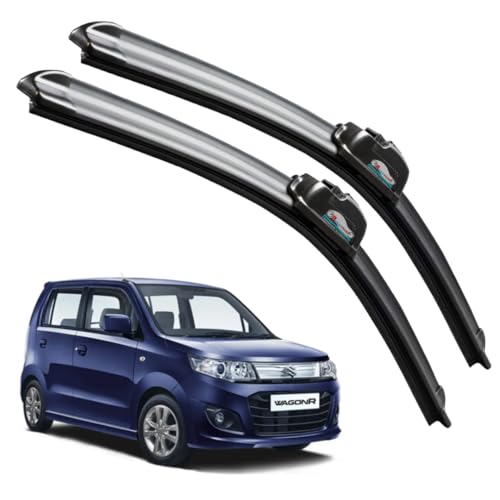 Image of Frameless Rubber Car Wiper Blades Set of 2 Compatible with (WagonR (2015-2018) (D-18,P-16))