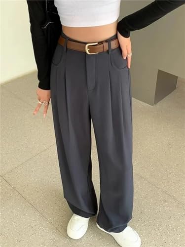 Women Spring Summer High Waist Wide Leg Pants Trouser Office Ladies Full Length Straight Pant4