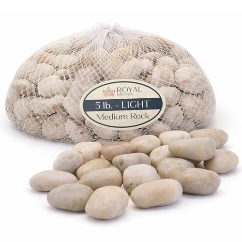 Image of River Rocks Decorative Ornamental Vase Filler 1 inch-1.5 inch Light Aquarium Gravel 5 lbs - Landscaping Pebbles for Indoor Plants, Fish Tank Gravel, Terrarium& Home Decor, DIY & Crafting - Royal Imports