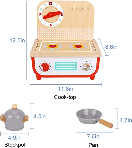 TOOKYLAND Wooden Pretend Cooking Playset - 23pcs - Play Kitchen Toy with Cooktop, Barbecue, Food Items and Accessories, Ages 3+