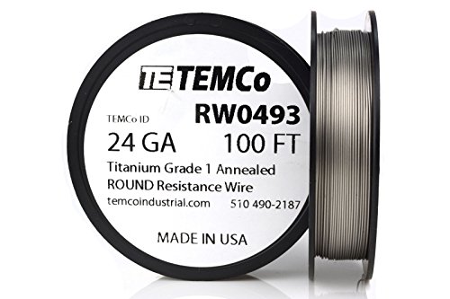 TEMCo Titanium Wire 24 Gauge 100 FT Surgical Grade 1 Resistance AWG ga