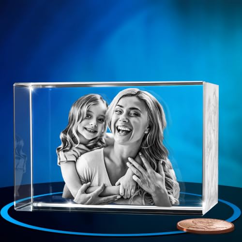 ArtPix 3D Crystal Photo Personalized Gifts for Women Wife Mom Her Him Men Great Customized Gift With Your Own Photo - Anniversary Wedding Birthday - Custom Glass 3D Laser Etched Picture Frame