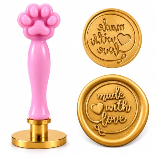 Image of Curated Cart Wax Seal Stamp| Vintage Brass Head with Pink Handle | MadeWithLove Design | Stamp for Envelope, Invitation, Wedding Card, Gift Wrapping & DIY Crafts Letter Sealing