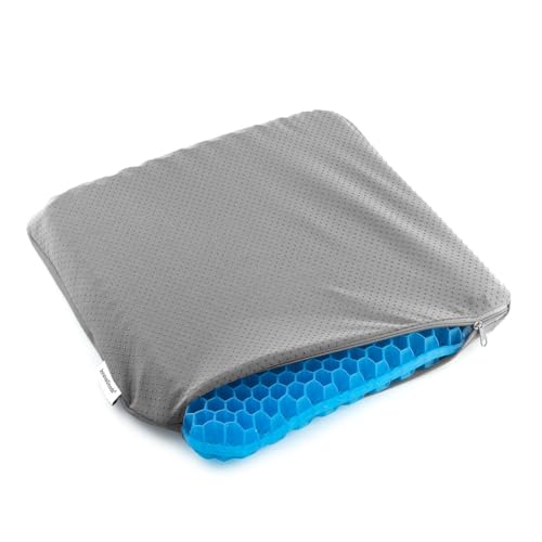 InnovaGoods® Cojín para Silla de Oficina Ergonómico con Gel de TPR. Panal de Abeja Hexafresh. Cojín Cuadrado Antideslizante y Refrigerante para Silla de Ruedas y Asiento de Coche de 39x37x3 cms