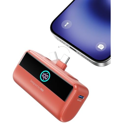 INIU Compact Portable Charger, 5500mAh Power Bank with Build-in USB-C Connector, 22.5W PD Fast Charging Powerbank, Family Flight Cruise Ship Essential Phone Charger for iPhone 16 15 Samsung,