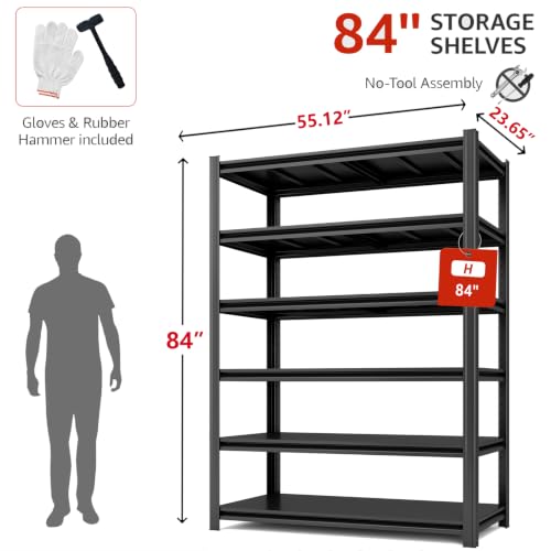Image of Garage Shelving Heavy Duty Storage Shelves 3000 LBS Adjustable Metal Shelving Uints and Storage for Garage,Warehouse,School,Commercial,Business, (LJ-3-6-T2)