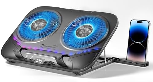 Dual-Core TEC Laptop Cooling Pad with Dual Stepless-Quiet Fans, 5...