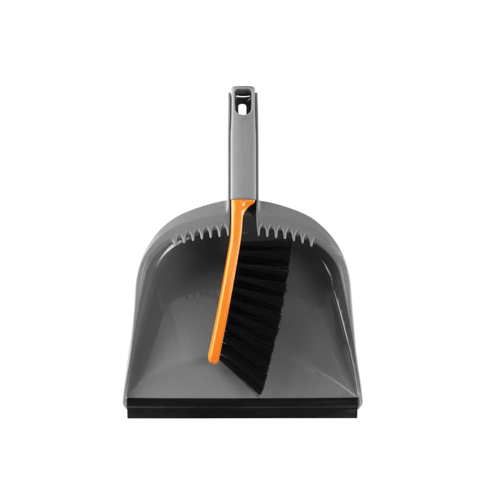 Casabella 1 Count Dustpan and Brush Set, Rubber, Orange and Graphite